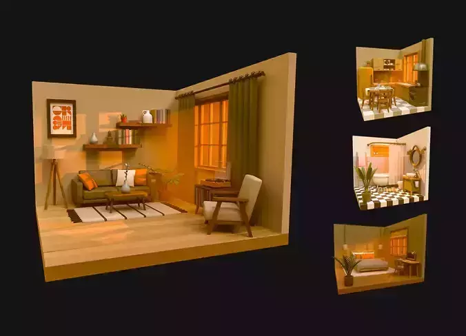 Interior Pack2 Low-poly 3D model