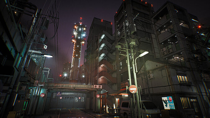 Tokyo Kitbash Set - UE5 Low-poly 3D model 4