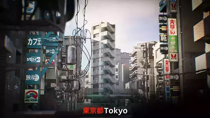 Tokyo Kitbash Set - UE5 Low-poly 3D model