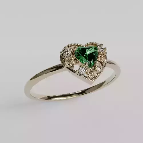 heart stone ring 3D print model
