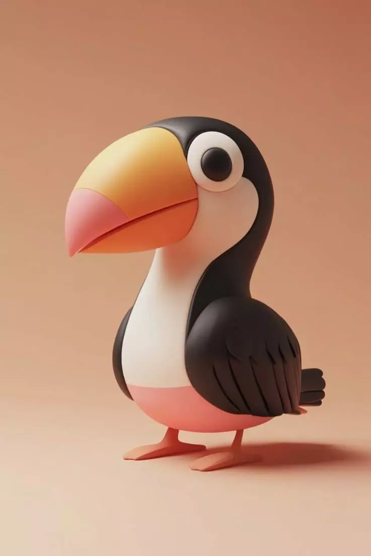 Tuki the Cartoon Toucan Stylized 3D Bird Model 3D print model