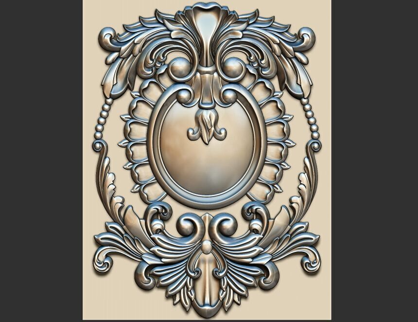 wood carved panel 3D model_1