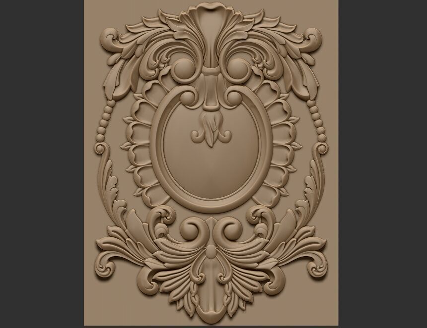 wood carved panel 3D model_7
