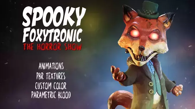 Spooky Foxytronic- Rigged and Animated Low-poly 3D model