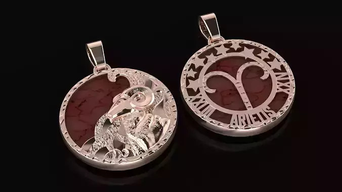 Aries Zodiac  pendant  STL OBJ model for 3D printing and CNC 3D print model