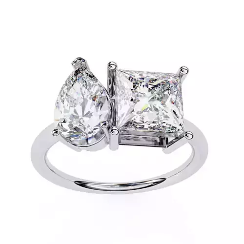OVAL AND ASSCHER DIAMOND RING -CAD-279 3D print model