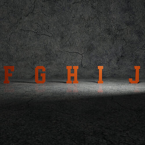 Letters F G H I J  College Block Font lowpoly Low-poly 3D model