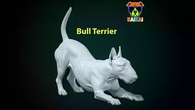 Bull Terrier Dog model - Bully Dog  statue - 3D print