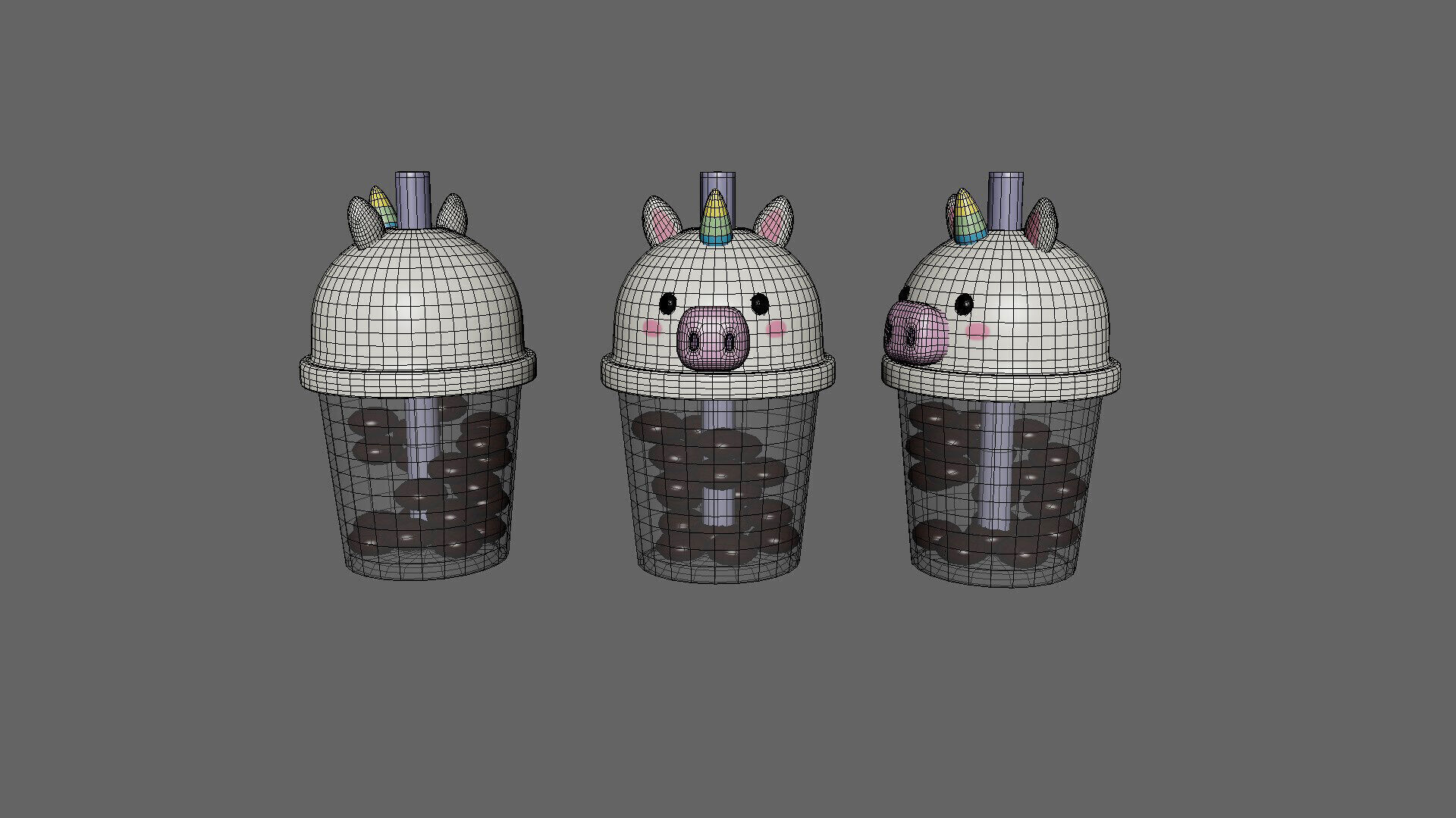 Low-Poly Unicorn Bubble Tea Low-poly 3D model_4