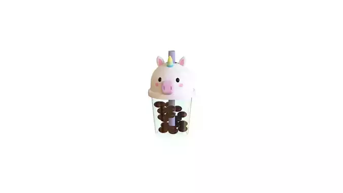 Low-Poly Unicorn Bubble Tea Low-poly 3D model