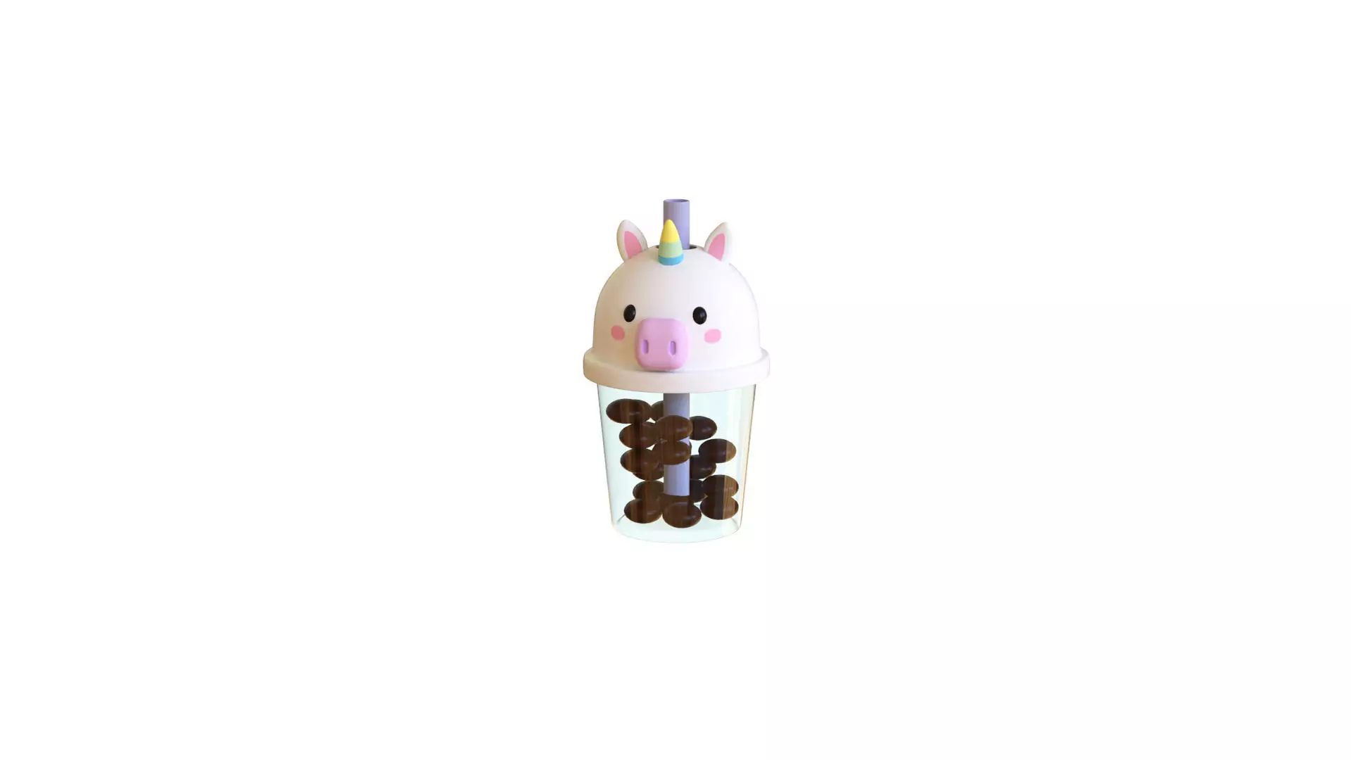 Low-Poly Unicorn Bubble Tea Low-poly 3D model_0