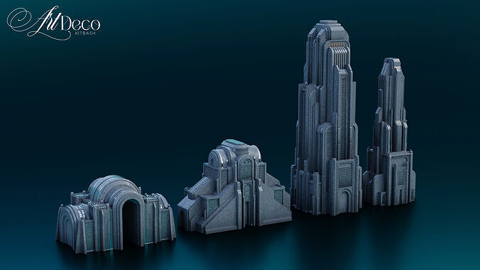 Art Deco - City  Kitbash 3D model 3
