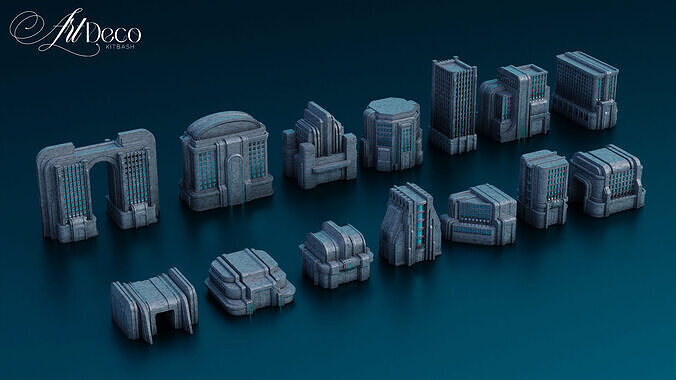 Art Deco - City  Kitbash 3D model 4