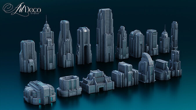 Art Deco - City  Kitbash 3D model 5