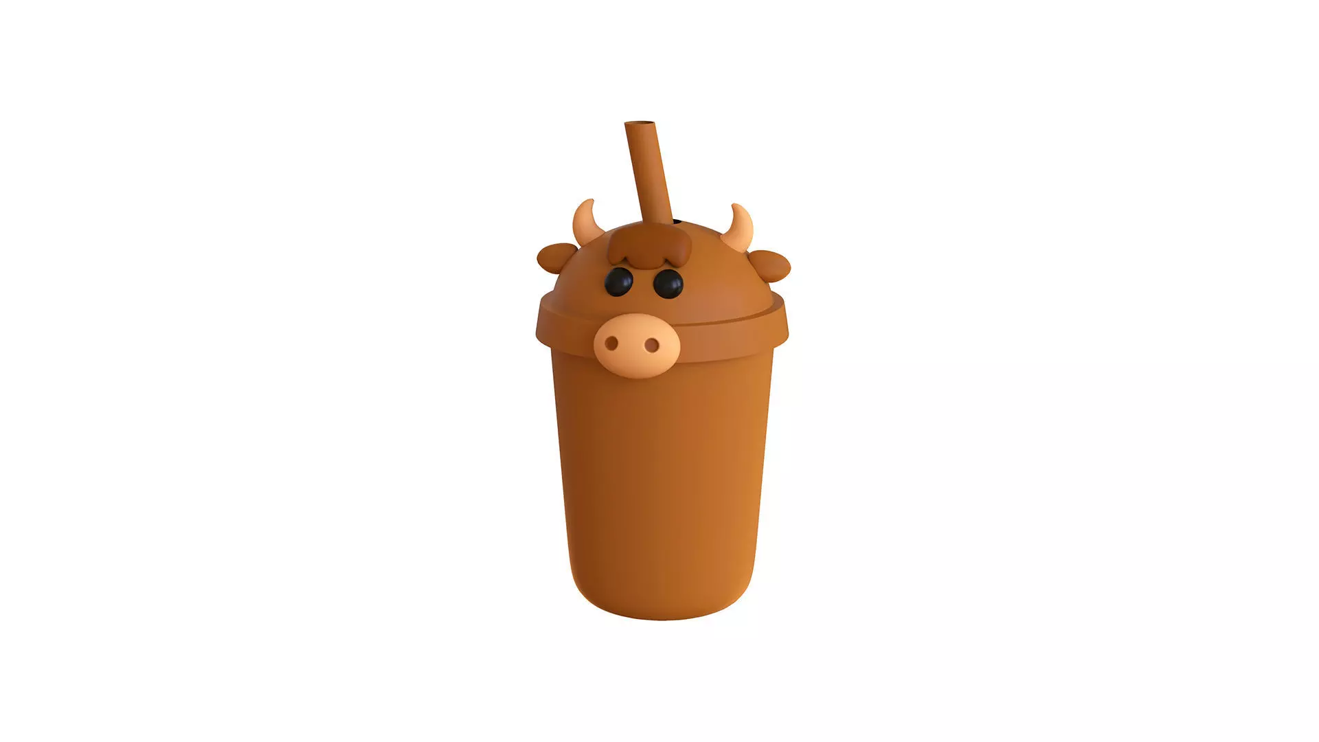 Cute Cow Bubble Tea  Low-poly 3D model_0