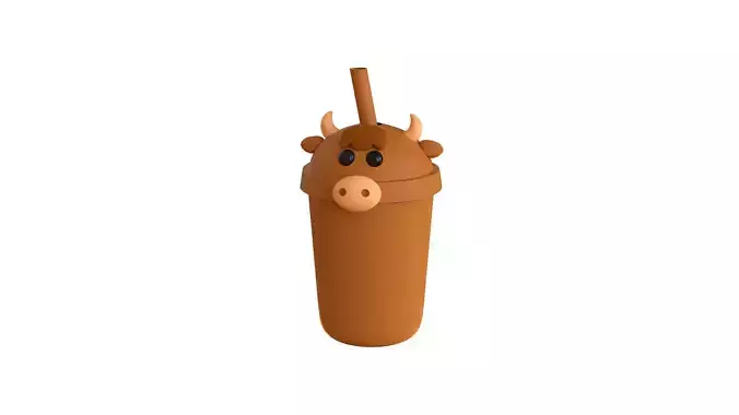 Cute Cow Bubble Tea  Low-poly 3D model