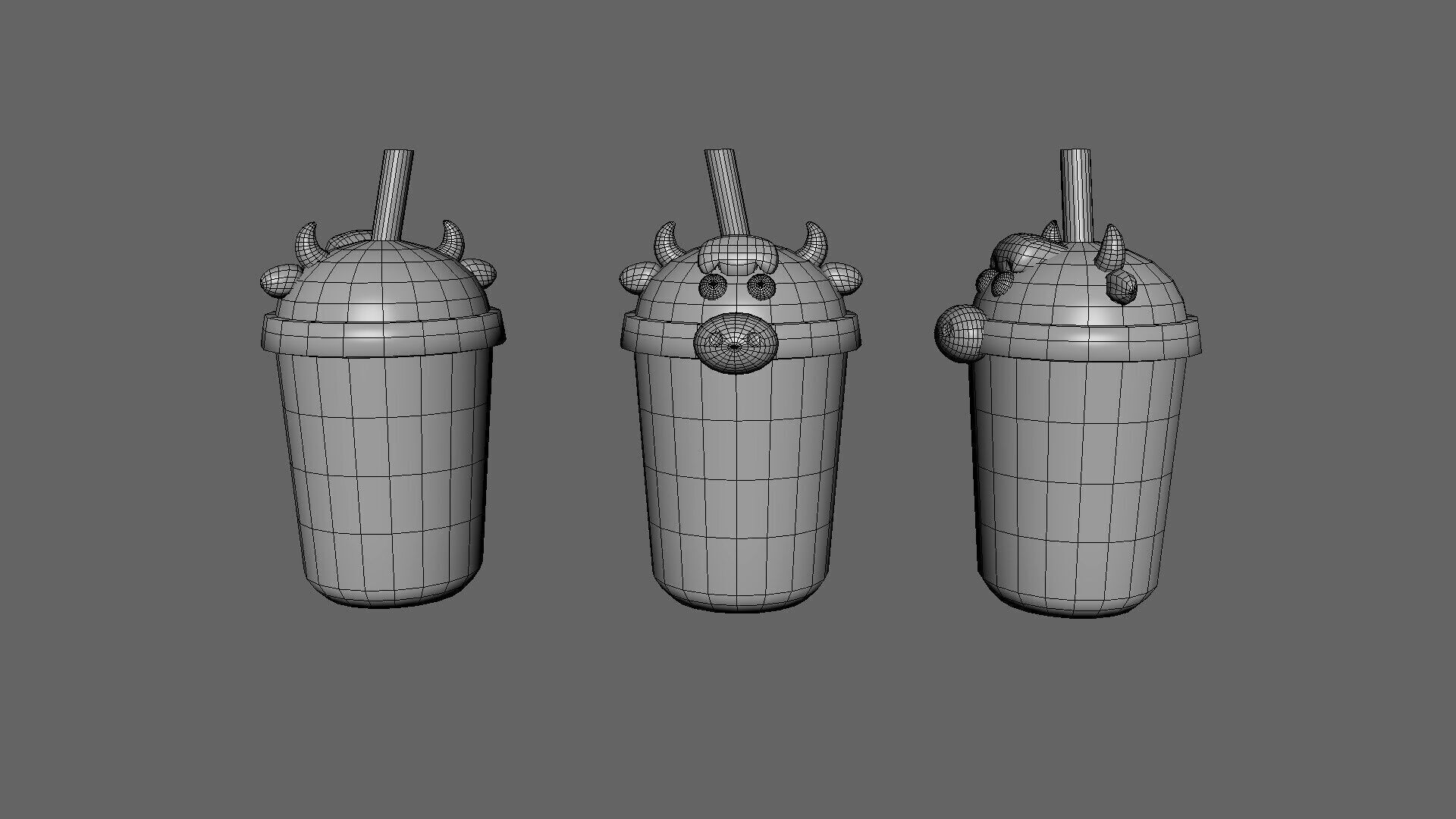 Cute Cow Bubble Tea  Low-poly 3D model_3