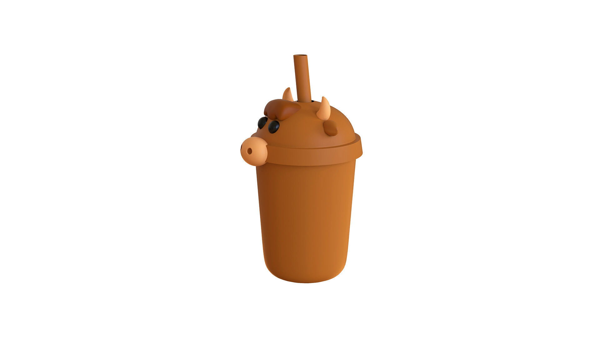 Cute Cow Bubble Tea  Low-poly 3D model_1