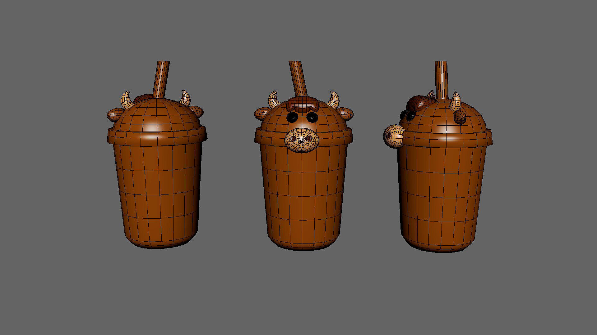 Cute Cow Bubble Tea  Low-poly 3D model_4