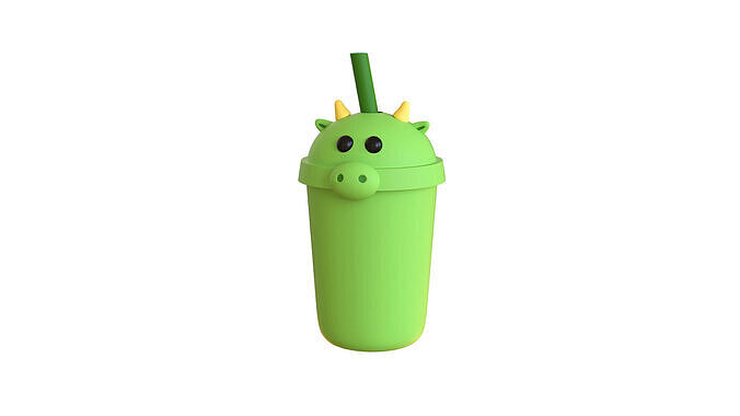 Cute Dragon Bubble Tea  Low-poly 3D model