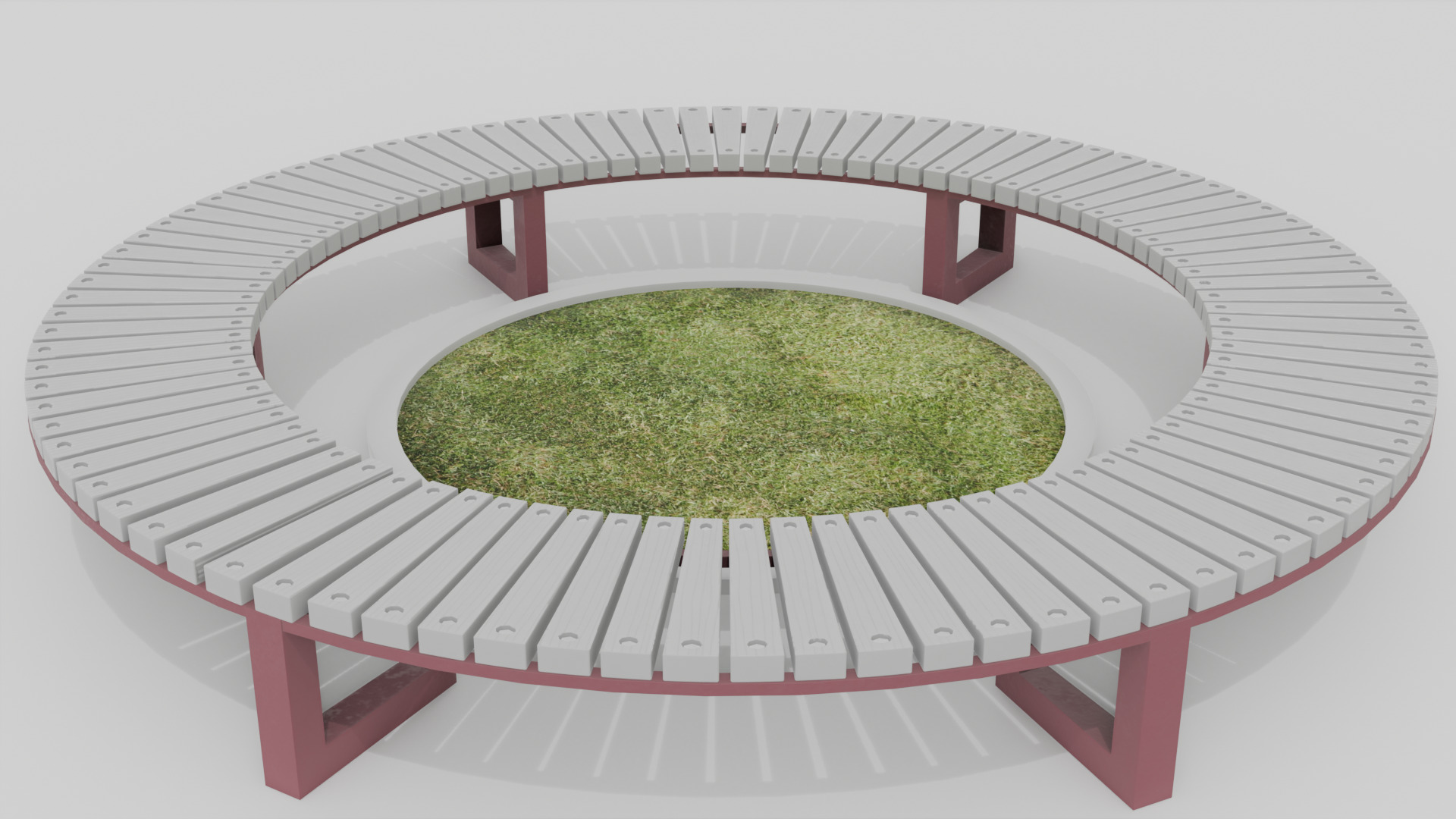 Outdoor Wooden Bench 11 Low-poly 3D model_6