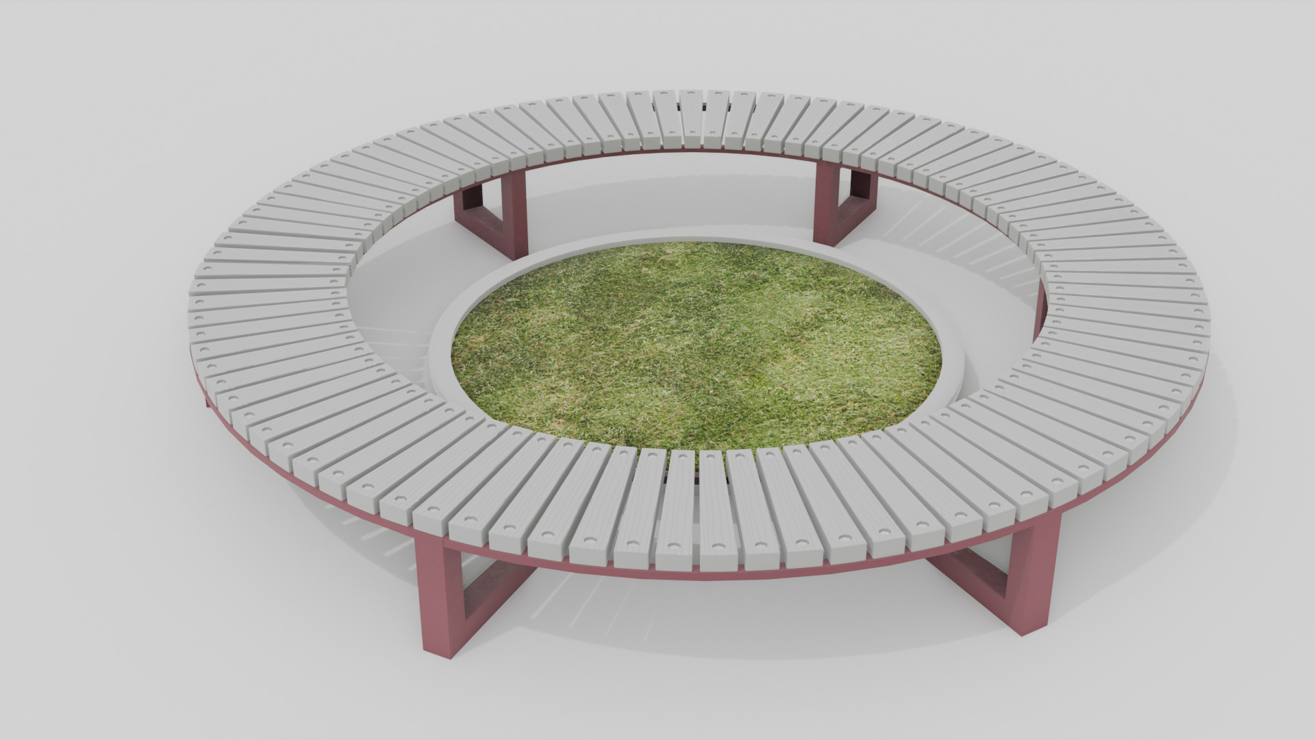 Outdoor Wooden Bench 11 Low-poly 3D model_2