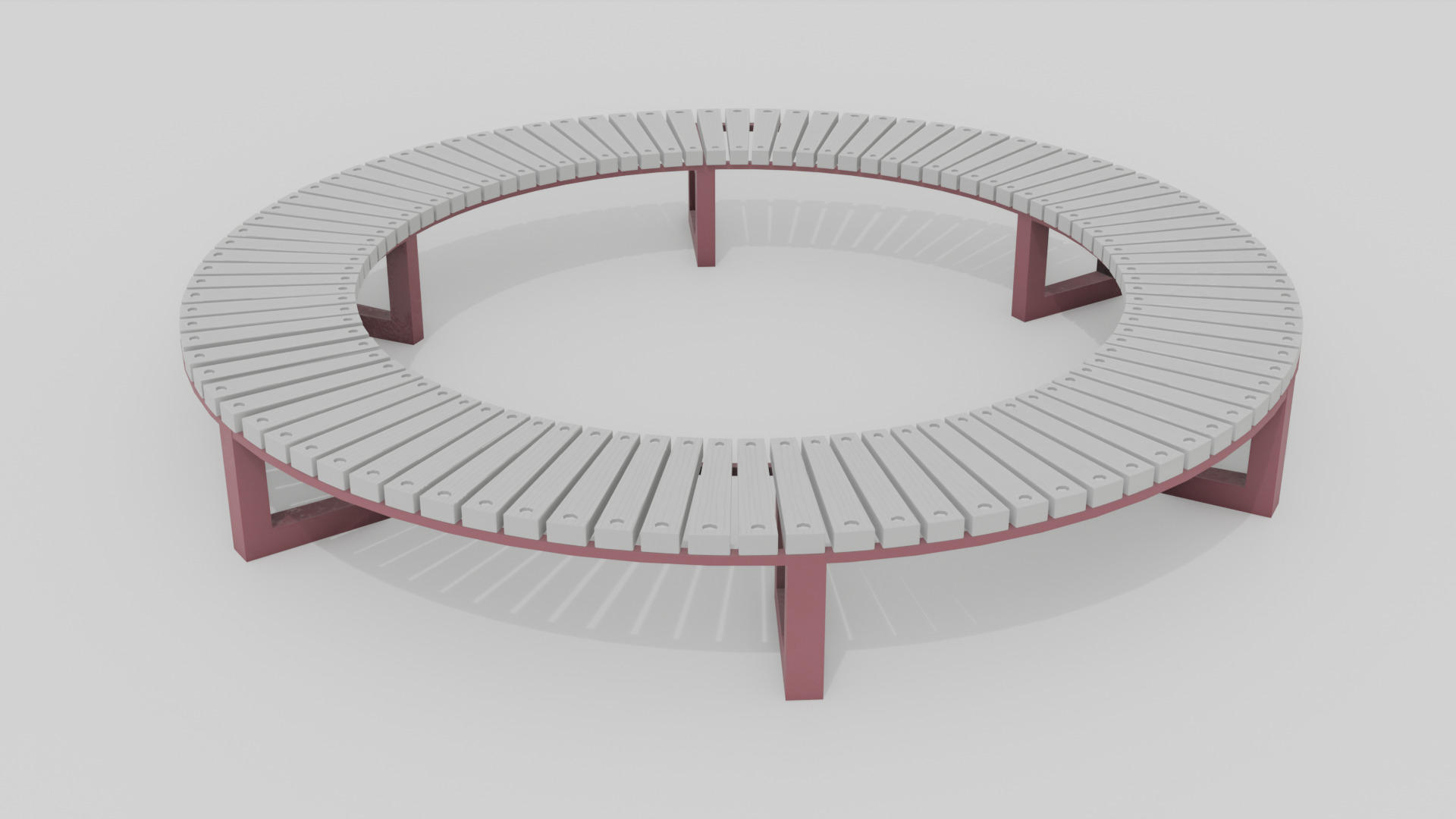 Outdoor Wooden Bench 11 Low-poly 3D model_3