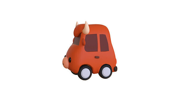 Cartoon Cow Car Low-poly 3D model 2