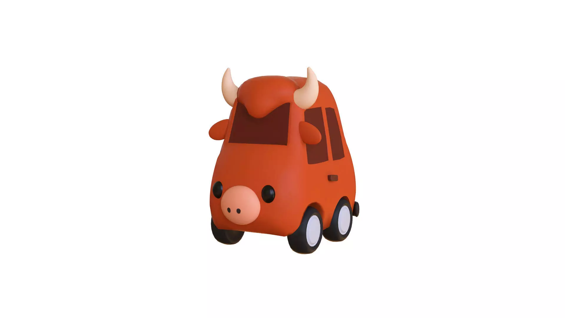 Cartoon Cow Car Low-poly 3D model_0