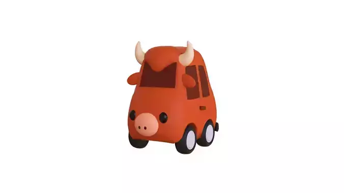 Cartoon Cow Car Low-poly 3D model