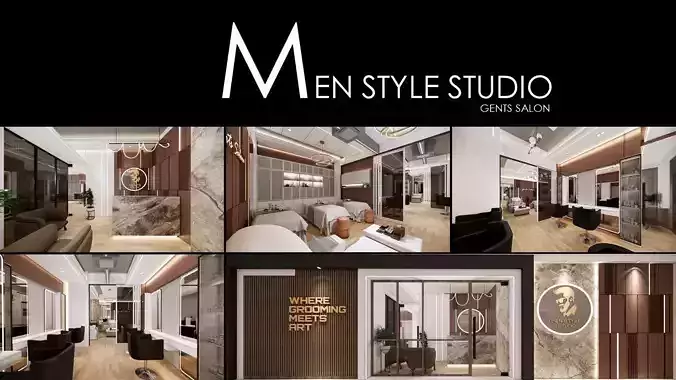 Men Style Studio Interior  Low-poly 3D model