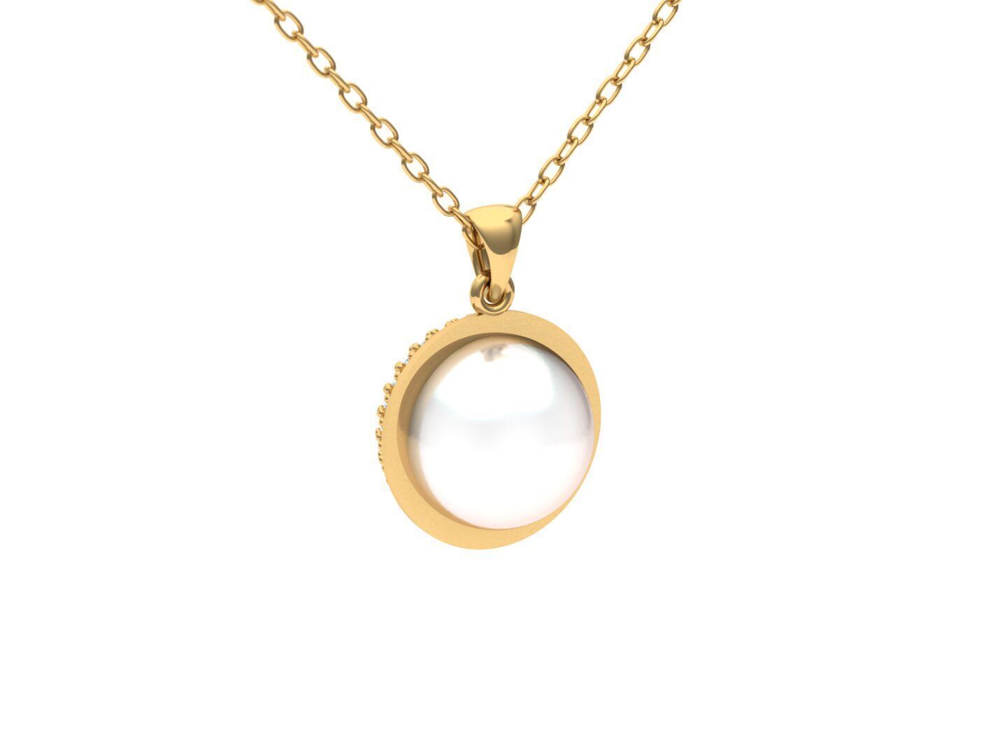 Half Pave Pearl Pendant 3D print model_1