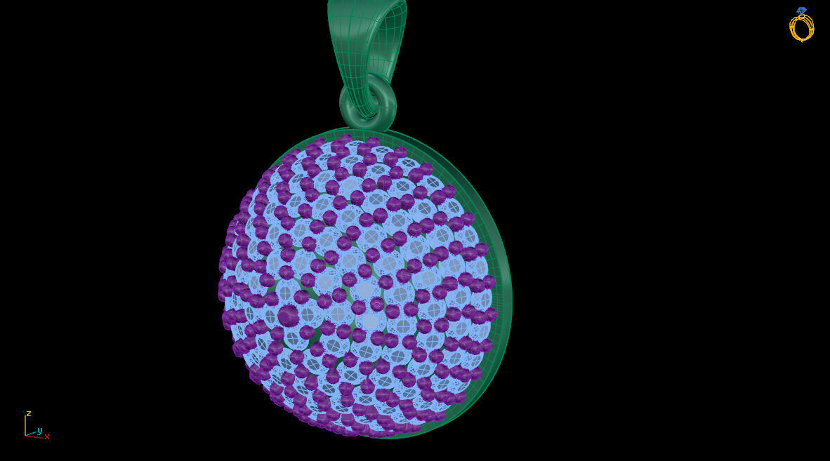 Half Pave Pearl Pendant 3D print model_4
