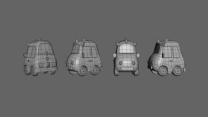 Cartoon Dragon Car Low-poly 3D model 4