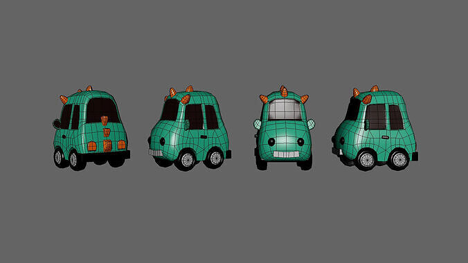 Cartoon Dragon Car Low-poly 3D model 5