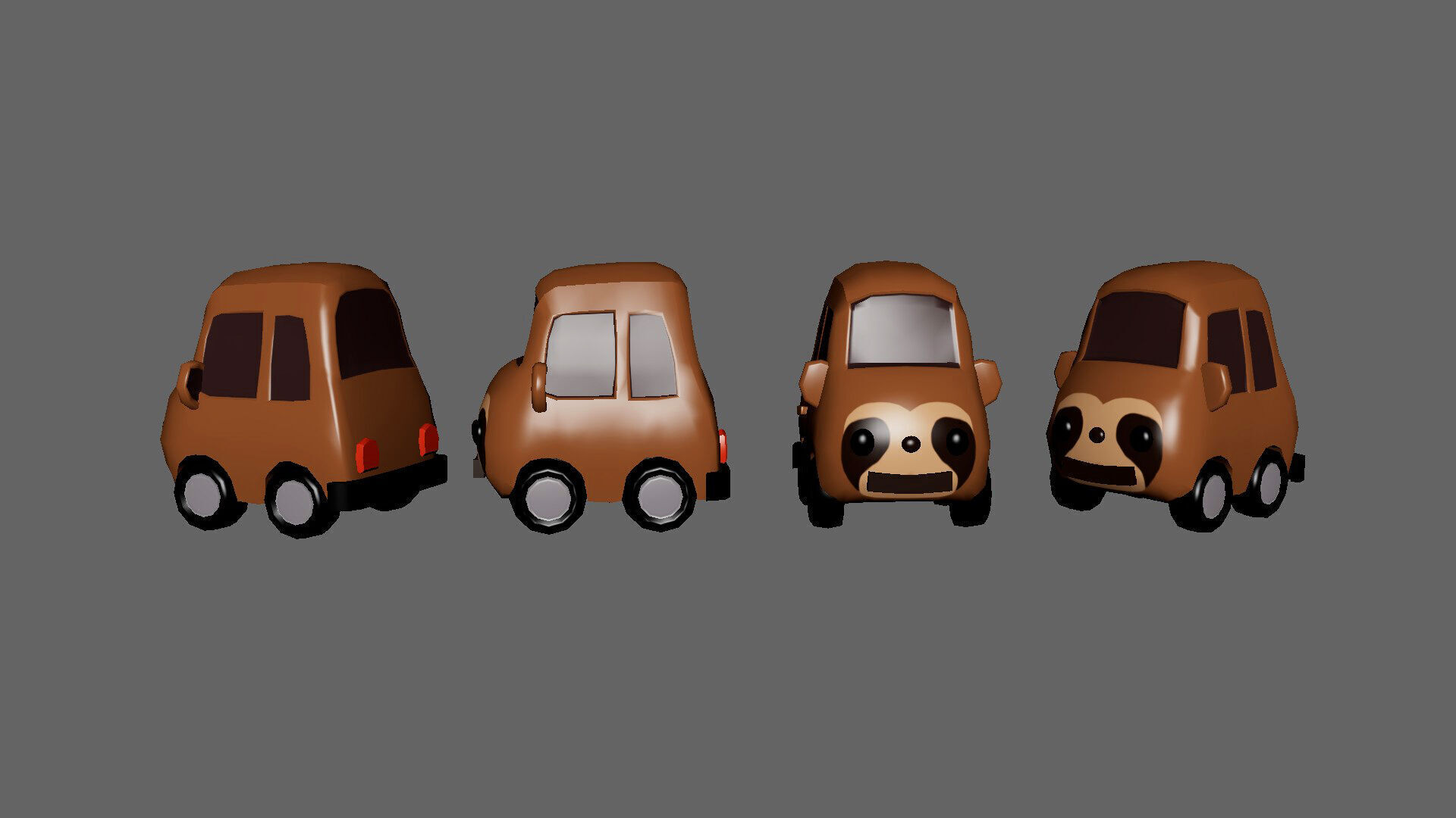 Cartoon Sloth Car Low-poly 3D model_4