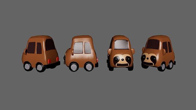 Cartoon Sloth Car Low-poly 3D model 5