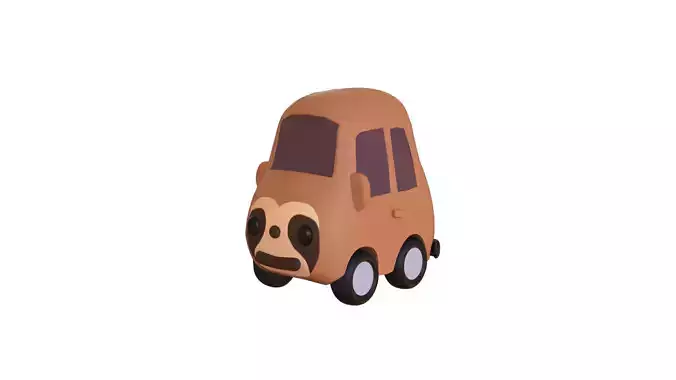 Cartoon Sloth Car Low-poly 3D model