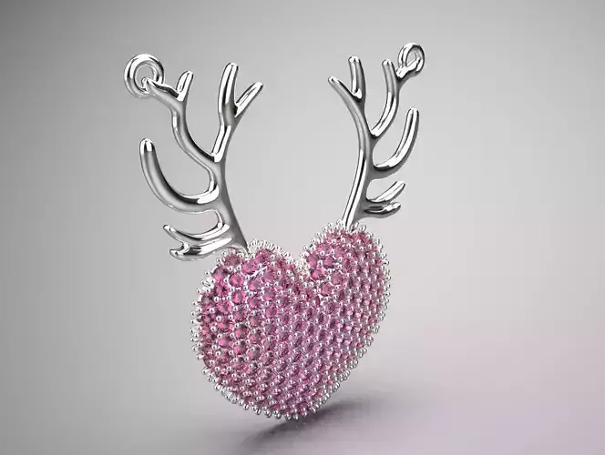 Deer heart design jewelry pendant jp0271 3D print model