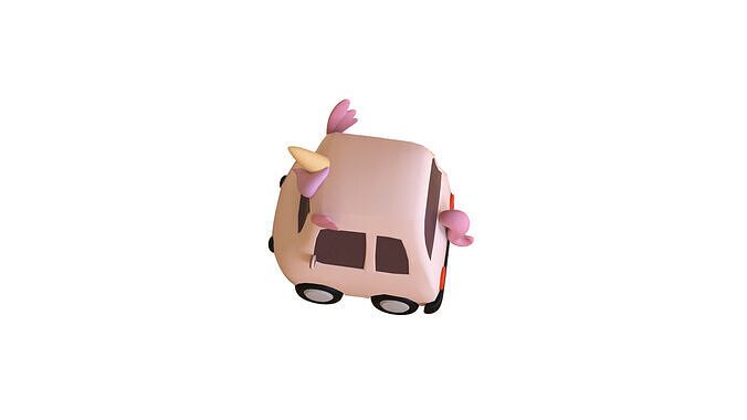 Cartoon Unicorn Car  Low-poly 3D model 3