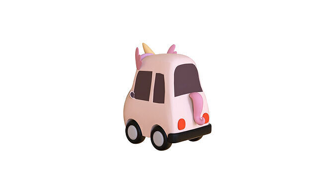 Cartoon Unicorn Car  Low-poly 3D model 2
