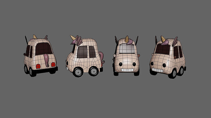 Cartoon Unicorn Car  Low-poly 3D model 5