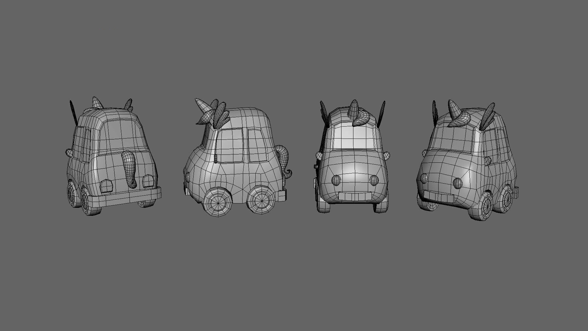 Cartoon Unicorn Car  Low-poly 3D model_3