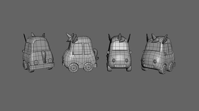 Cartoon Unicorn Car  Low-poly 3D model 4