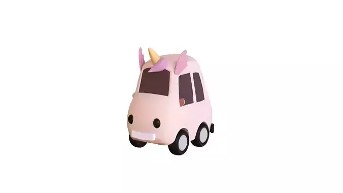 Cartoon Unicorn Car  Low-poly 3D model