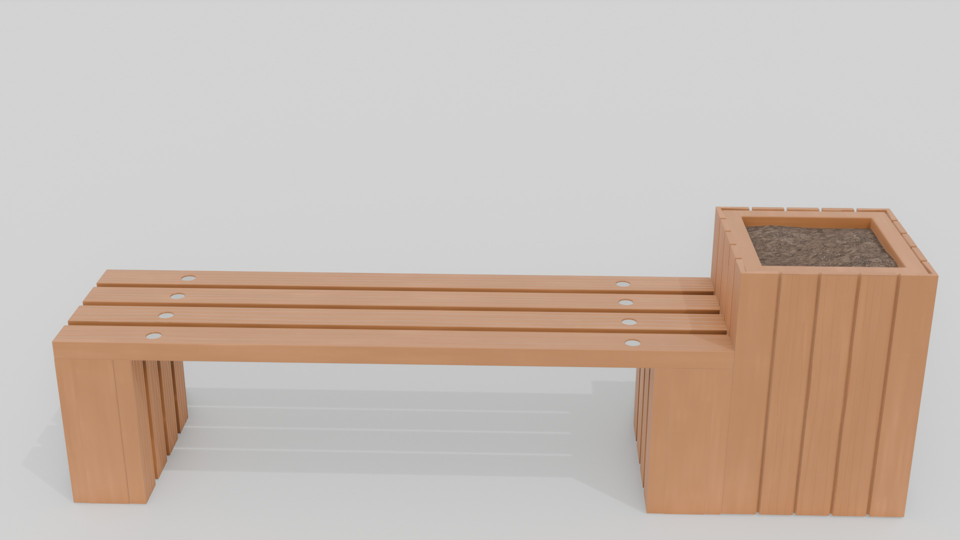 Outdoor Wooden Bench 12 Low-poly 3D model_4