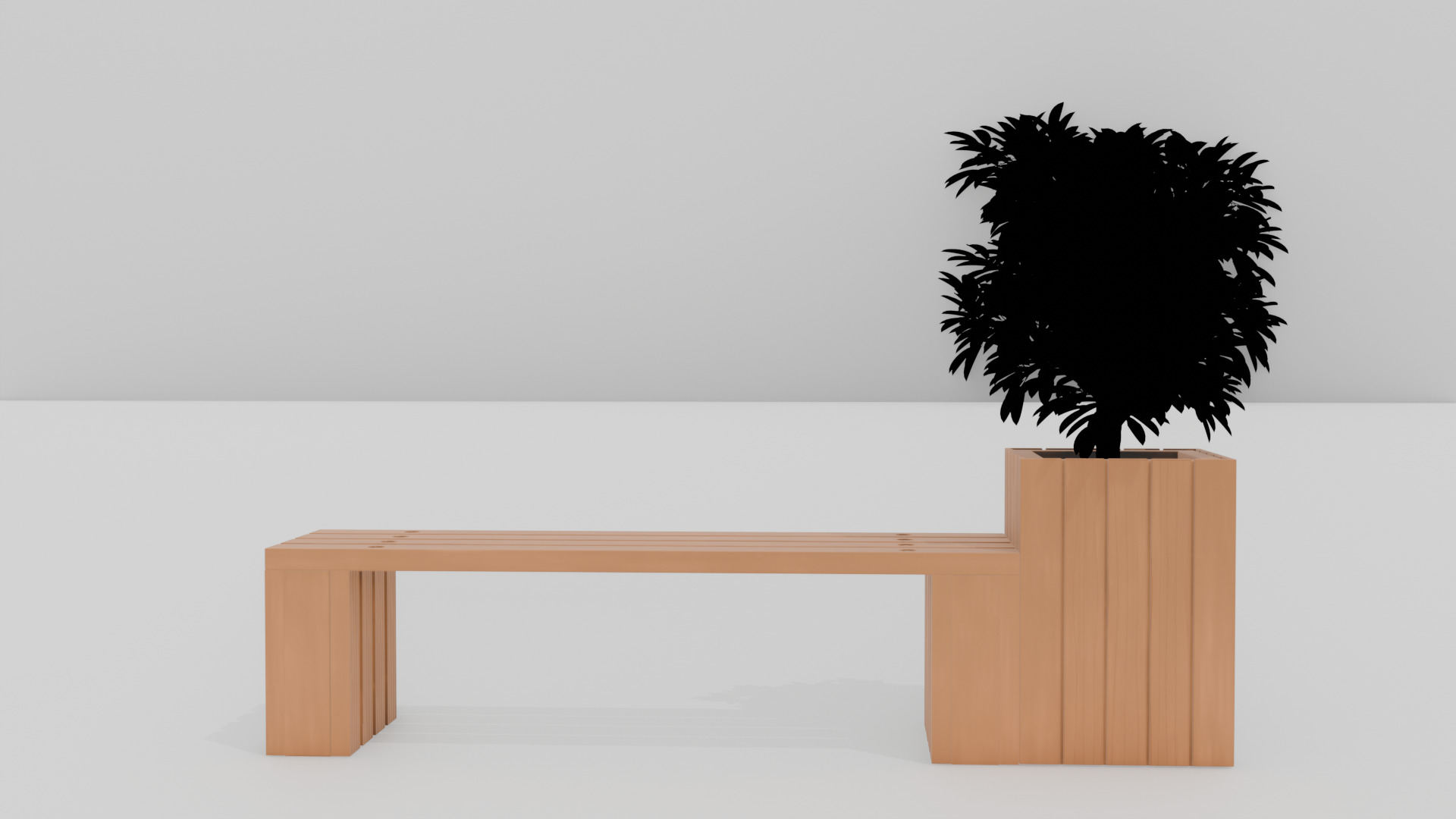 Outdoor Wooden Bench 12 Low-poly 3D model_8