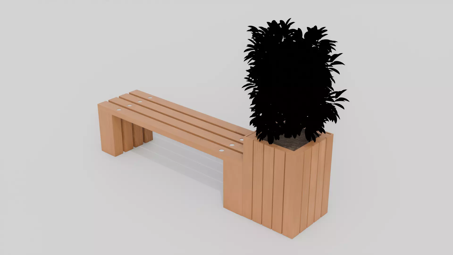 Outdoor Wooden Bench 12 Low-poly 3D model_0
