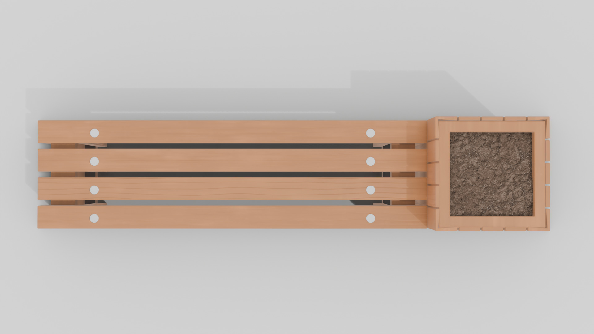 Outdoor Wooden Bench 12 Low-poly 3D model_7