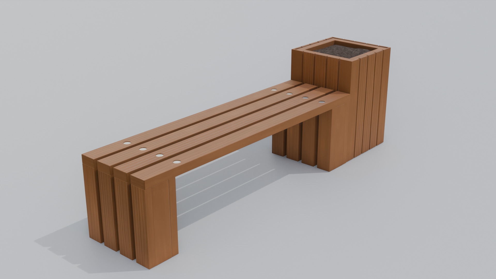 Outdoor Wooden Bench 12 Low-poly 3D model_6